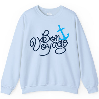 Bon Voyage Shirt - Nautical Anchor Cruise Shirt for Sailors Gift (Sweatshirt) in Light Blue - Bon Voyage Script Shirt - Nautical Anchor Farewell Cruise Tee