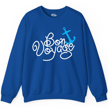 Bon Voyage Shirt - Nautical Anchor Cruise Shirt for Sailors Gift (Sweatshirt) in Royal - Bon Voyage Script Shirt - Nautical Anchor Farewell Cruise Tee