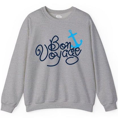 Bon Voyage Shirt - Nautical Anchor Cruise Shirt for Sailors Gift (Sweatshirt) in Sport Grey - Bon Voyage Script Shirt - Nautical Anchor Farewell Cruise Tee
