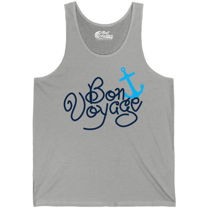 Bon Voyage Shirt - Nautical Anchor Cruise Shirt for Sailors Gift (Tank Top) in Athletic Heather - Bon Voyage Script Shirt - Nautical Anchor Farewell Cruise Tee