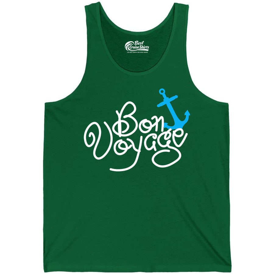 Bon Voyage Shirt - Nautical Anchor Cruise Shirt for Sailors Gift (Tank Top) in Kelly - Bon Voyage Script Shirt - Nautical Anchor Farewell Cruise Tee
