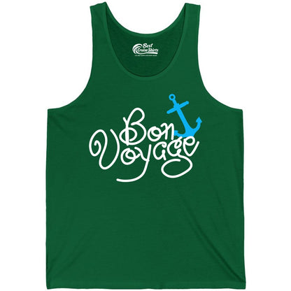 Bon Voyage Shirt - Nautical Anchor Cruise Shirt for Sailors Gift (Tank Top) in Kelly - Bon Voyage Script Shirt - Nautical Anchor Farewell Cruise Tee