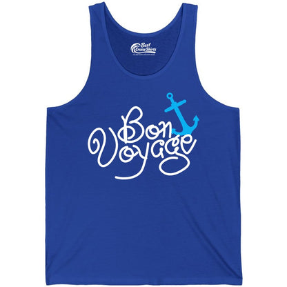 Bon Voyage Shirt - Nautical Anchor Cruise Shirt for Sailors Gift (Tank Top) in True Royal - Bon Voyage Script Shirt - Nautical Anchor Farewell Cruise Tee