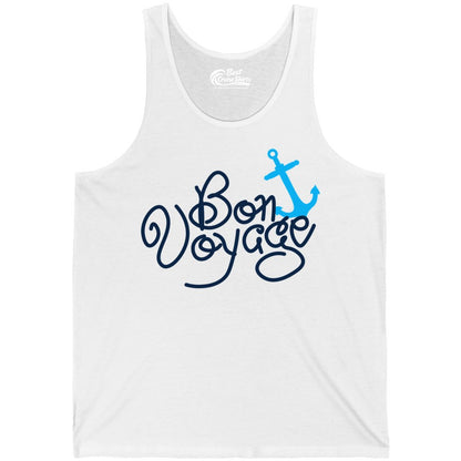 Bon Voyage Shirt - Nautical Anchor Cruise Shirt for Sailors Gift (Tank Top) in White - Bon Voyage Script Shirt - Nautical Anchor Farewell Cruise Tee