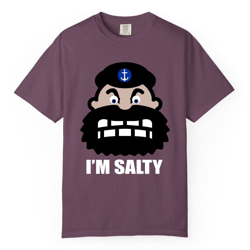 Im Salty Sailor Shirt - Nautical Humor Apparel - Funny Anchor Tee (Comfort Color) in Berry - Im Salty Sailor Cartoon Shirt - Funny Nautical Pun Anchor Tee