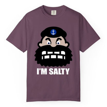 Im Salty Sailor Shirt - Nautical Humor Apparel - Funny Anchor Tee (Comfort Color) in Berry - Im Salty Sailor Cartoon Shirt - Funny Nautical Pun Anchor Tee