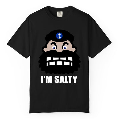 Im Salty Sailor Shirt - Nautical Humor Apparel - Funny Anchor Tee (Comfort Color) in Black - Im Salty Sailor Cartoon Shirt - Funny Nautical Pun Anchor Tee