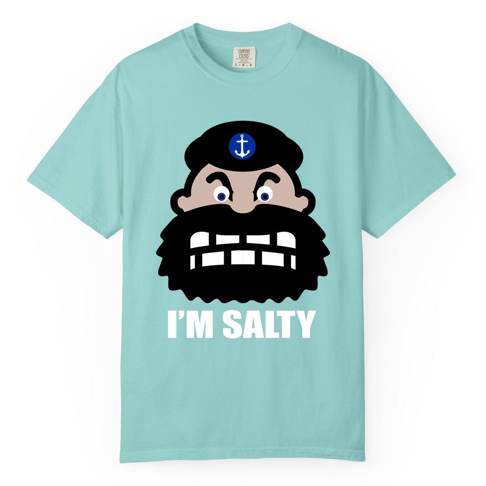 Im Salty Sailor Shirt - Nautical Humor Apparel - Funny Anchor Tee (Comfort Color) in Chalky Mint - Im Salty Sailor Cartoon Shirt - Funny Nautical Pun Anchor Tee