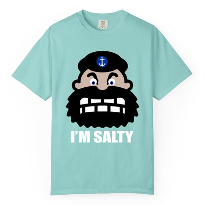 Im Salty Sailor Shirt - Nautical Humor Apparel - Funny Anchor Tee (Comfort Color) in Chalky Mint - Im Salty Sailor Cartoon Shirt - Funny Nautical Pun Anchor Tee