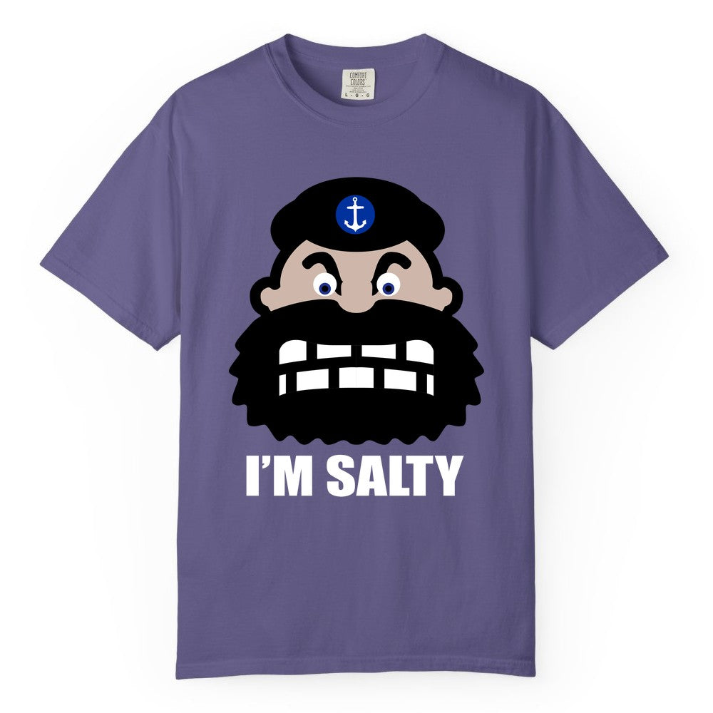 Im Salty Sailor Shirt - Nautical Humor Apparel - Funny Anchor Tee (Comfort Color) in Grape - Im Salty Sailor Cartoon Shirt - Funny Nautical Pun Anchor Tee