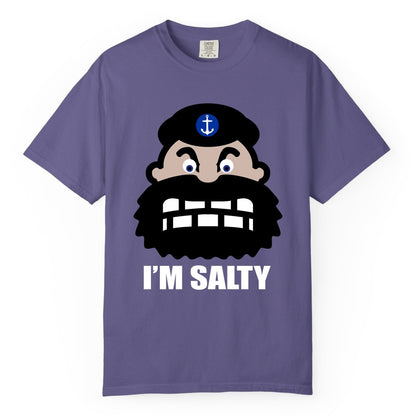 Im Salty Sailor Shirt - Nautical Humor Apparel - Funny Anchor Tee (Comfort Color) in Grape - Im Salty Sailor Cartoon Shirt - Funny Nautical Pun Anchor Tee