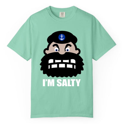 Im Salty Sailor Shirt - Nautical Humor Apparel - Funny Anchor Tee (Comfort Color) in Island Reef - Im Salty Sailor Cartoon Shirt - Funny Nautical Pun Anchor Tee