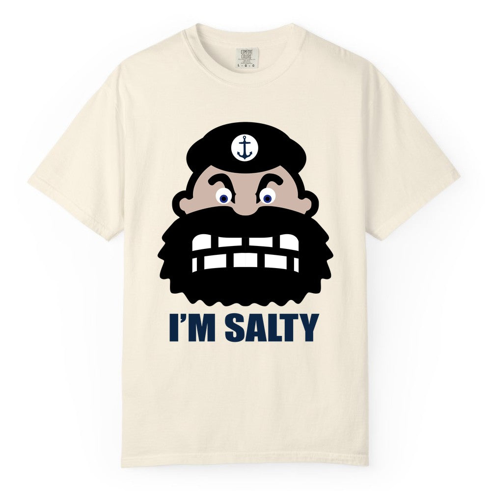 Im Salty Sailor Shirt - Nautical Humor Apparel - Funny Anchor Tee (Comfort Color) in Ivory - Im Salty Sailor Cartoon Shirt - Funny Nautical Pun Anchor Tee