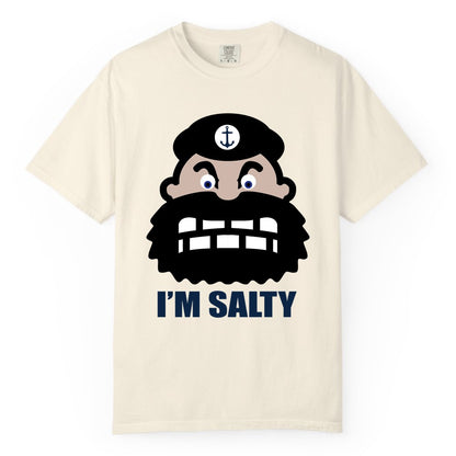 Im Salty Sailor Shirt - Nautical Humor Apparel - Funny Anchor Tee (Comfort Color) in Ivory - Im Salty Sailor Cartoon Shirt - Funny Nautical Pun Anchor Tee