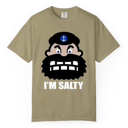 Im Salty Sailor Shirt - Nautical Humor Apparel - Funny Anchor Tee (Comfort Color) in Khaki - Im Salty Sailor Cartoon Shirt - Funny Nautical Pun Anchor Tee
