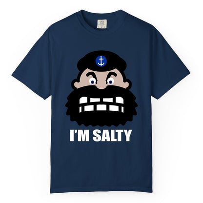 Im Salty Sailor Shirt - Nautical Humor Apparel - Funny Anchor Tee (Comfort Color) in Navy - Im Salty Sailor Cartoon Shirt - Funny Nautical Pun Anchor Tee