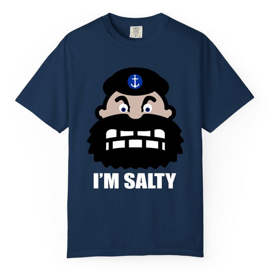 Im Salty Sailor Shirt - Nautical Humor Apparel - Funny Anchor Tee (Comfort Color) in Navy - Im Salty Sailor Cartoon Shirt - Funny Nautical Pun Anchor Tee