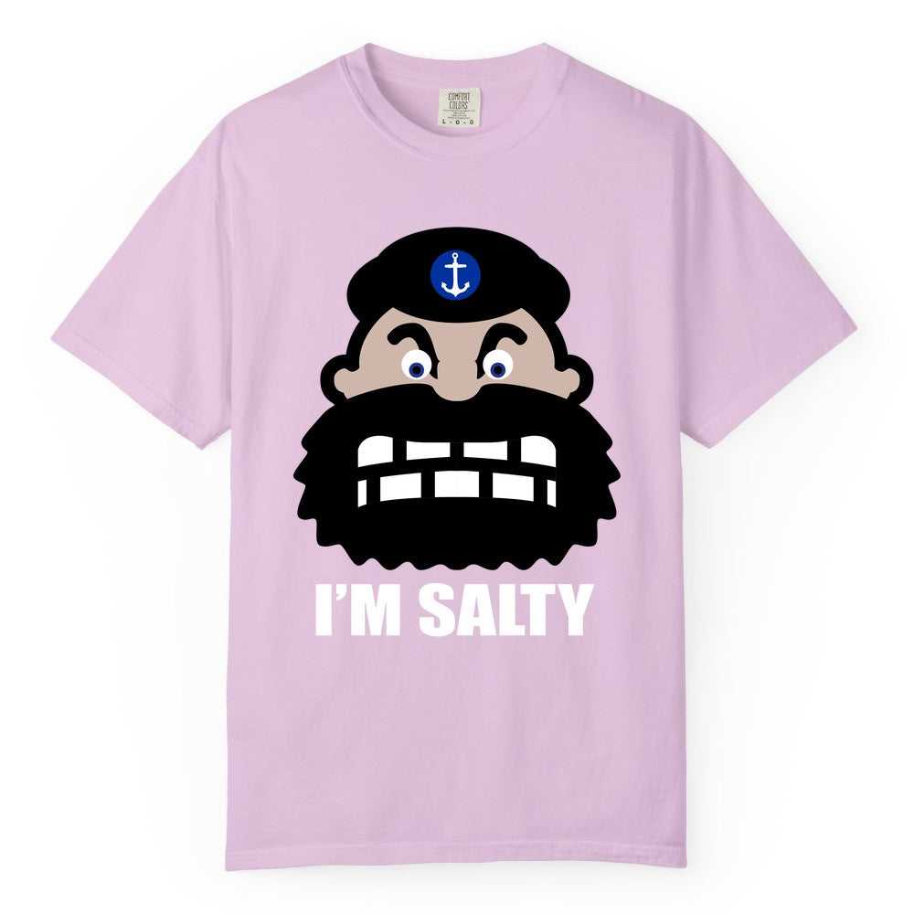 Im Salty Sailor Shirt - Nautical Humor Apparel - Funny Anchor Tee (Comfort Color) in Orchid - Im Salty Sailor Cartoon Shirt - Funny Nautical Pun Anchor Tee
