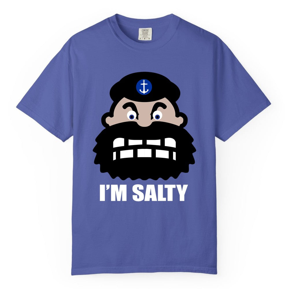 Im Salty Sailor Shirt - Nautical Humor Apparel - Funny Anchor Tee (Comfort Color) in Periwinkle - Im Salty Sailor Cartoon Shirt - Funny Nautical Pun Anchor Tee