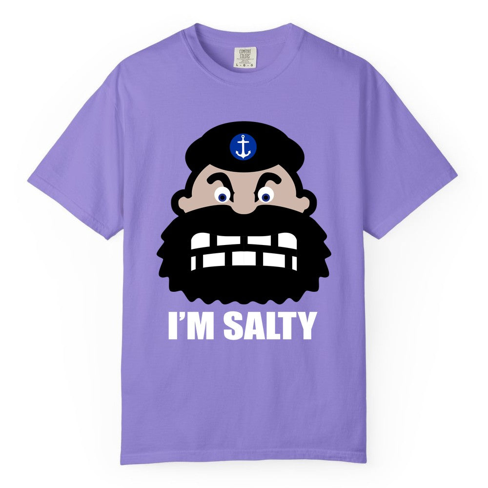Im Salty Sailor Shirt - Nautical Humor Apparel - Funny Anchor Tee (Comfort Color) in Violet - Im Salty Sailor Cartoon Shirt - Funny Nautical Pun Anchor Tee