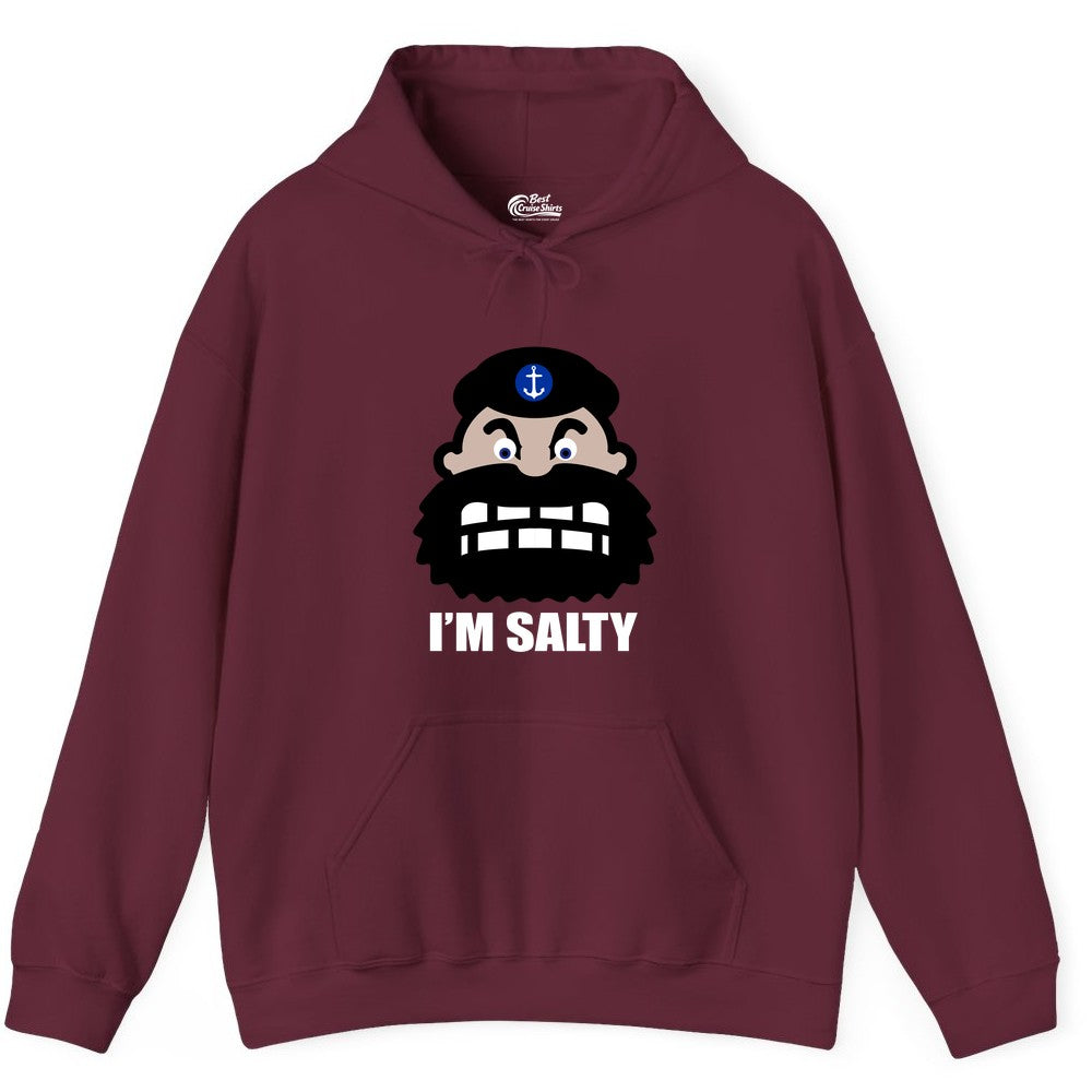 Im Salty Sailor Shirt - Nautical Humor Apparel - Funny Anchor Tee (Hoodie) in Maroon - Im Salty Sailor Cartoon Shirt - Funny Nautical Pun Anchor Tee
