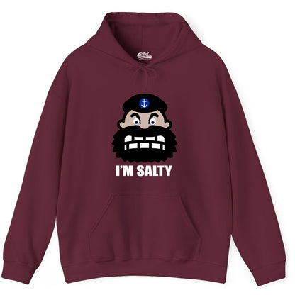 Im Salty Sailor Shirt - Nautical Humor Apparel - Funny Anchor Tee (Hoodie) in Maroon - Im Salty Sailor Cartoon Shirt - Funny Nautical Pun Anchor Tee
