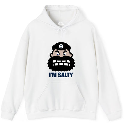 Im Salty Sailor Shirt - Nautical Humor Apparel - Funny Anchor Tee (Hoodie) in White - Im Salty Sailor Cartoon Shirt - Funny Nautical Pun Anchor Tee