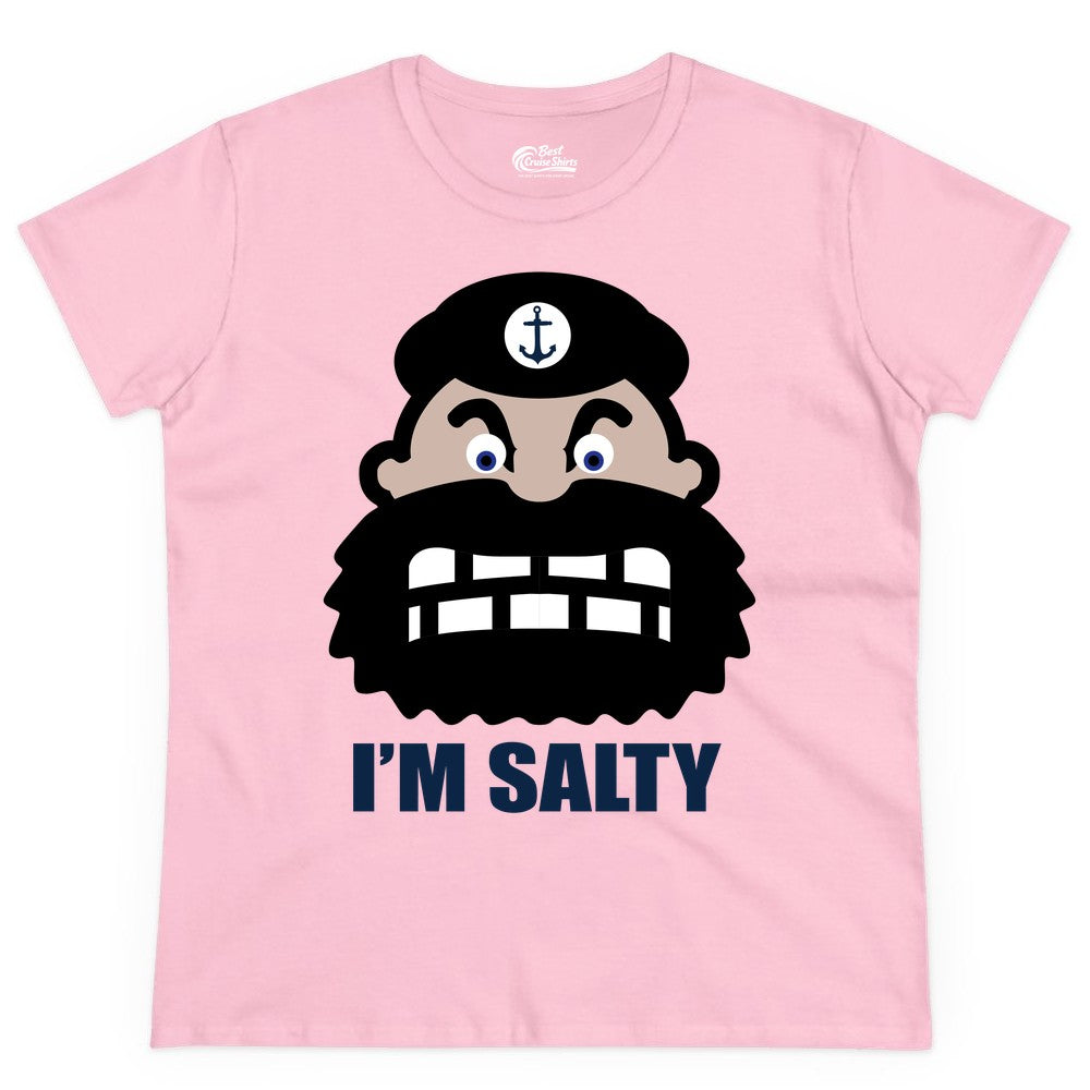 Im Salty Sailor Shirt - Nautical Humor Apparel - Funny Anchor Tee (Ladies Tee) in Light Pink - Im Salty Sailor Cartoon Shirt - Funny Nautical Pun Anchor Tee