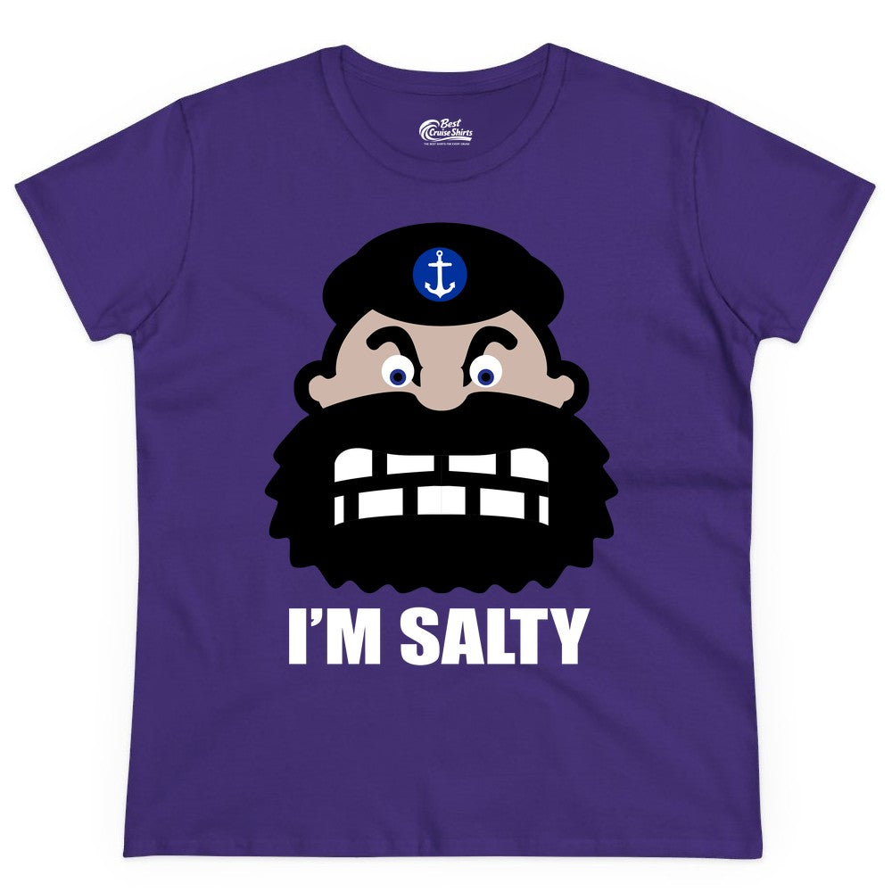 Im Salty Sailor Shirt - Nautical Humor Apparel - Funny Anchor Tee (Ladies Tee) in Purple - Im Salty Sailor Cartoon Shirt - Funny Nautical Pun Anchor Tee