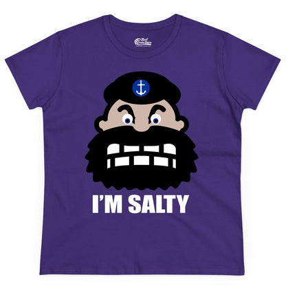 Im Salty Sailor Shirt - Nautical Humor Apparel - Funny Anchor Tee (Ladies Tee) in Purple - Im Salty Sailor Cartoon Shirt - Funny Nautical Pun Anchor Tee