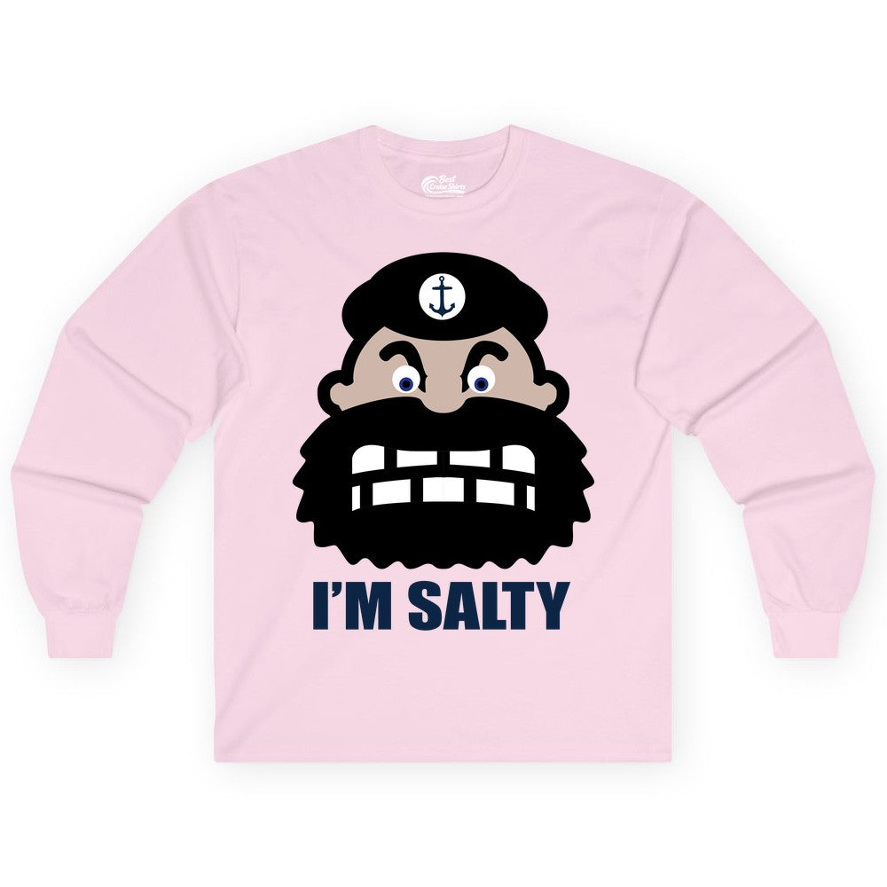 Im Salty Sailor Shirt - Nautical Humor Apparel - Funny Anchor Tee (Long Sleeve) in Light Pink - Im Salty Sailor Cartoon Shirt - Funny Nautical Pun Anchor Tee