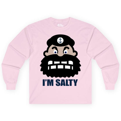 Im Salty Sailor Shirt - Nautical Humor Apparel - Funny Anchor Tee (Long Sleeve) in Light Pink - Im Salty Sailor Cartoon Shirt - Funny Nautical Pun Anchor Tee
