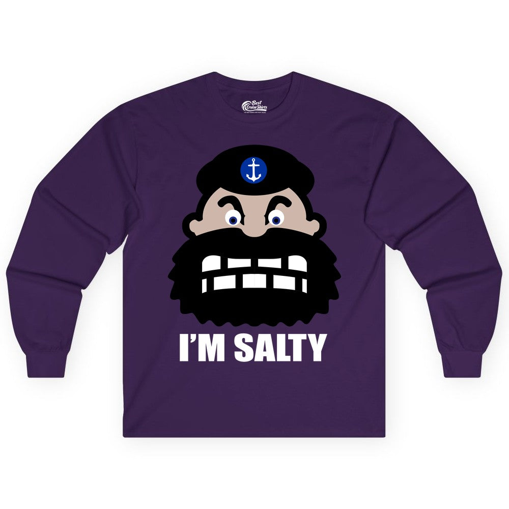 Im Salty Sailor Shirt - Nautical Humor Apparel - Funny Anchor Tee (Long Sleeve) in Purple - Im Salty Sailor Cartoon Shirt - Funny Nautical Pun Anchor Tee