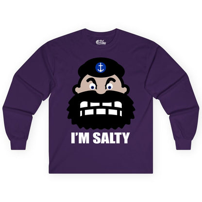 Im Salty Sailor Shirt - Nautical Humor Apparel - Funny Anchor Tee (Long Sleeve) in Purple - Im Salty Sailor Cartoon Shirt - Funny Nautical Pun Anchor Tee