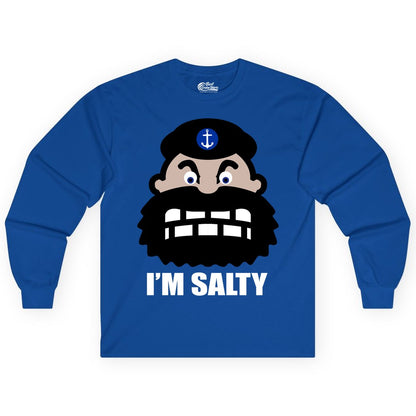 Im Salty Sailor Shirt - Nautical Humor Apparel - Funny Anchor Tee (Long Sleeve) in Royal - Im Salty Sailor Cartoon Shirt - Funny Nautical Pun Anchor Tee