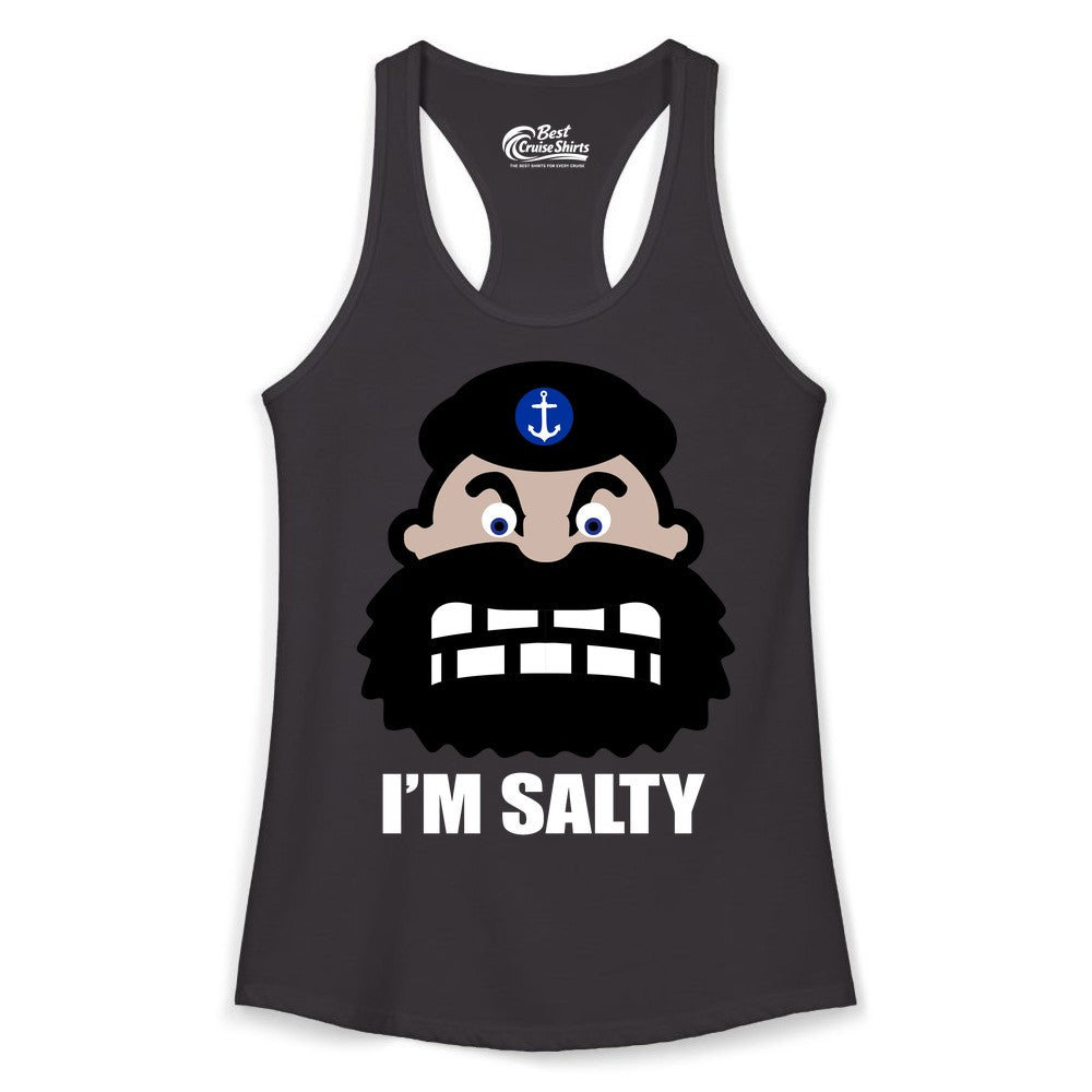 Im Salty Sailor Shirt - Nautical Humor Apparel - Funny Anchor Tee (Ladies Tank) in Black - Im Salty Sailor Cartoon Shirt - Funny Nautical Pun Anchor Tee