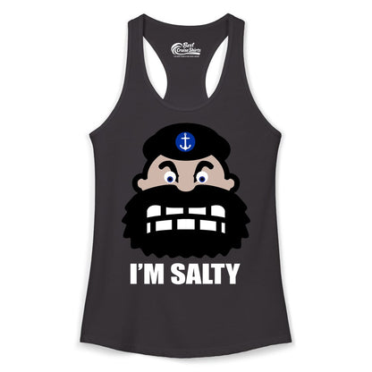 Im Salty Sailor Shirt - Nautical Humor Apparel - Funny Anchor Tee (Ladies Tank) in Black - Im Salty Sailor Cartoon Shirt - Funny Nautical Pun Anchor Tee