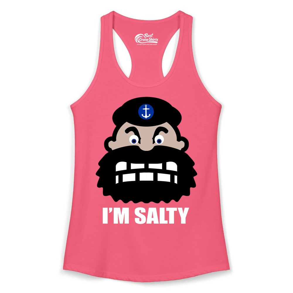Im Salty Sailor Shirt - Nautical Humor Apparel - Funny Anchor Tee (Ladies Tank) in Hot Pink - Im Salty Sailor Cartoon Shirt - Funny Nautical Pun Anchor Tee