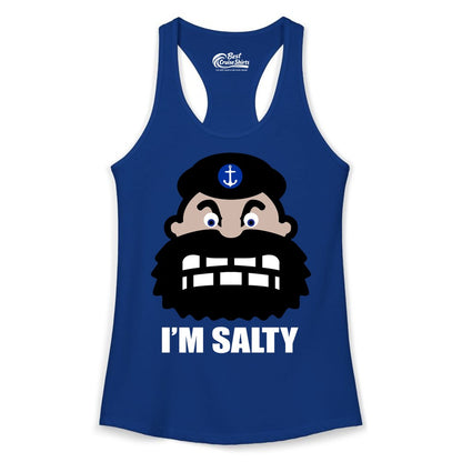 Im Salty Sailor Shirt - Nautical Humor Apparel - Funny Anchor Tee (Ladies Tank) in Solid Royal - Im Salty Sailor Cartoon Shirt - Funny Nautical Pun Anchor Tee