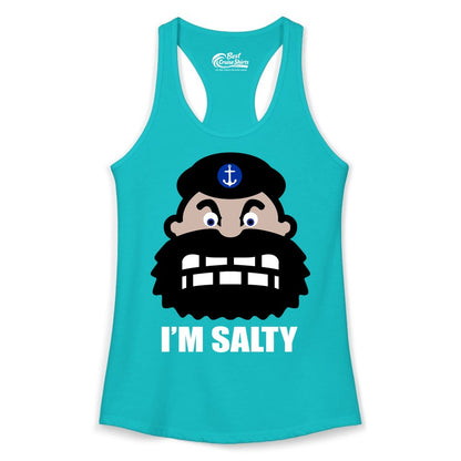 Im Salty Sailor Shirt - Nautical Humor Apparel - Funny Anchor Tee (Ladies Tank) in Tahiti Blue - Im Salty Sailor Cartoon Shirt - Funny Nautical Pun Anchor Tee