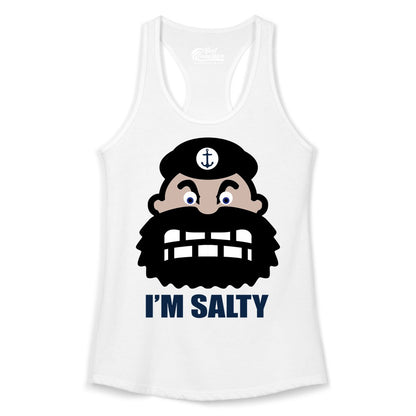 Im Salty Sailor Shirt - Nautical Humor Apparel - Funny Anchor Tee (Ladies Tank) in White - Im Salty Sailor Cartoon Shirt - Funny Nautical Pun Anchor Tee
