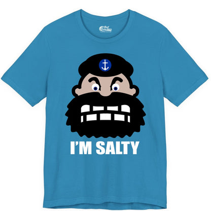 Im Salty Sailor Shirt - Nautical Humor Apparel - Funny Anchor Tee (Premium Tee) in Aqua - Im Salty Sailor Cartoon Shirt - Funny Nautical Pun Anchor Tee
