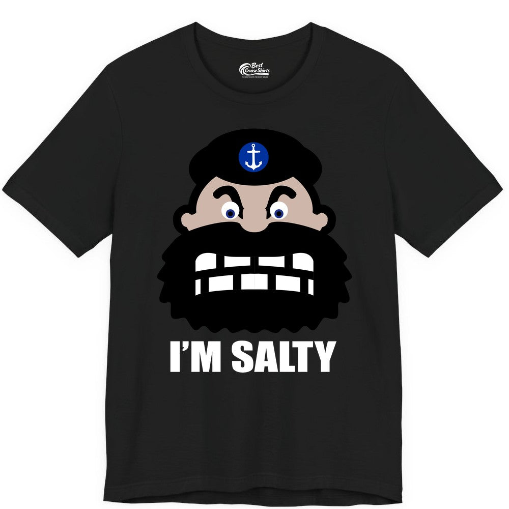 Im Salty Sailor Shirt - Nautical Humor Apparel - Funny Anchor Tee (Premium Tee) in Black - Im Salty Sailor Cartoon Shirt - Funny Nautical Pun Anchor Tee