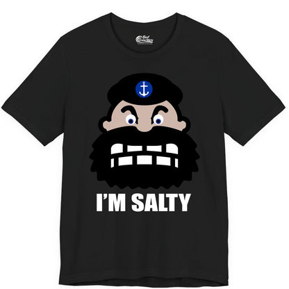 Im Salty Sailor Shirt - Nautical Humor Apparel - Funny Anchor Tee (Premium Tee) in Black - Im Salty Sailor Cartoon Shirt - Funny Nautical Pun Anchor Tee