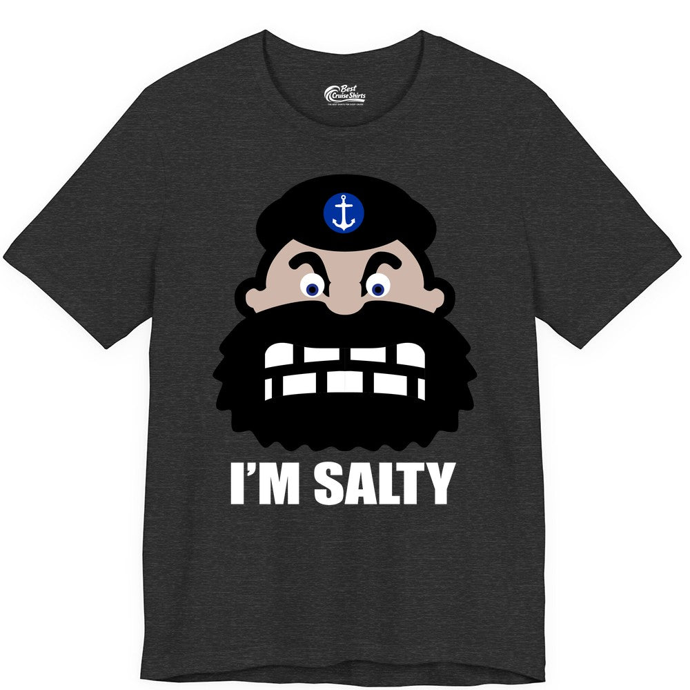 Im Salty Sailor Shirt - Nautical Humor Apparel - Funny Anchor Tee (Premium Tee) in Dark Grey Heather - Im Salty Sailor Cartoon Shirt - Funny Nautical Pun Anchor Tee