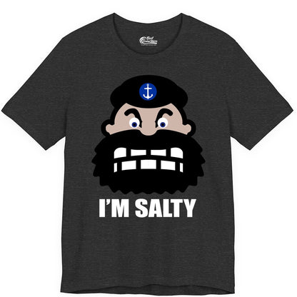 Im Salty Sailor Shirt - Nautical Humor Apparel - Funny Anchor Tee (Premium Tee) in Dark Grey Heather - Im Salty Sailor Cartoon Shirt - Funny Nautical Pun Anchor Tee