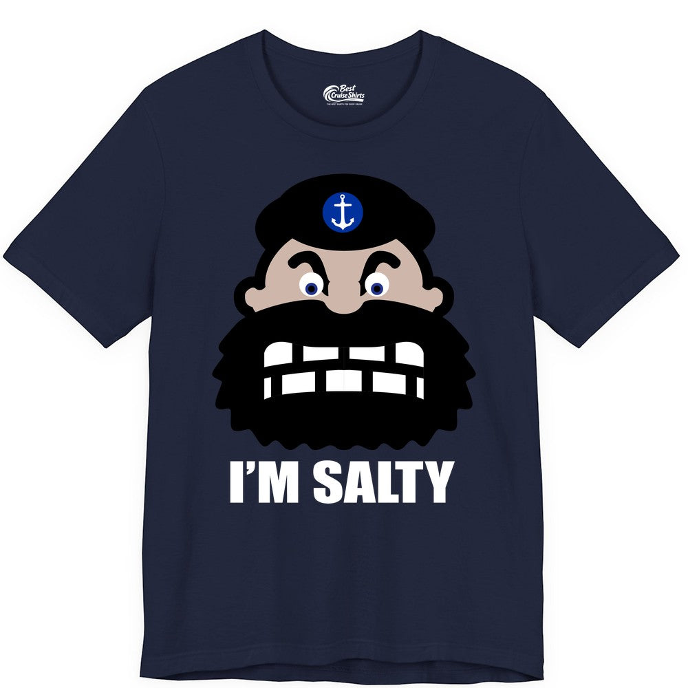 Im Salty Sailor Shirt - Nautical Humor Apparel - Funny Anchor Tee (Premium Tee) in Navy - Im Salty Sailor Cartoon Shirt - Funny Nautical Pun Anchor Tee