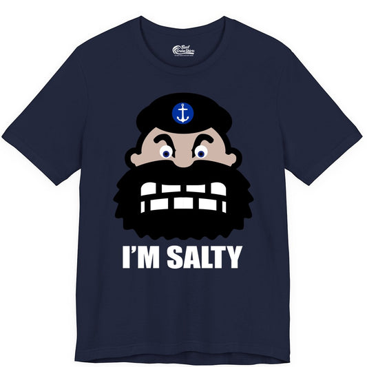 Im Salty Sailor Shirt - Nautical Humor Apparel - Funny Anchor Tee (Premium Tee) in Navy - Im Salty Sailor Cartoon Shirt - Funny Nautical Pun Anchor Tee