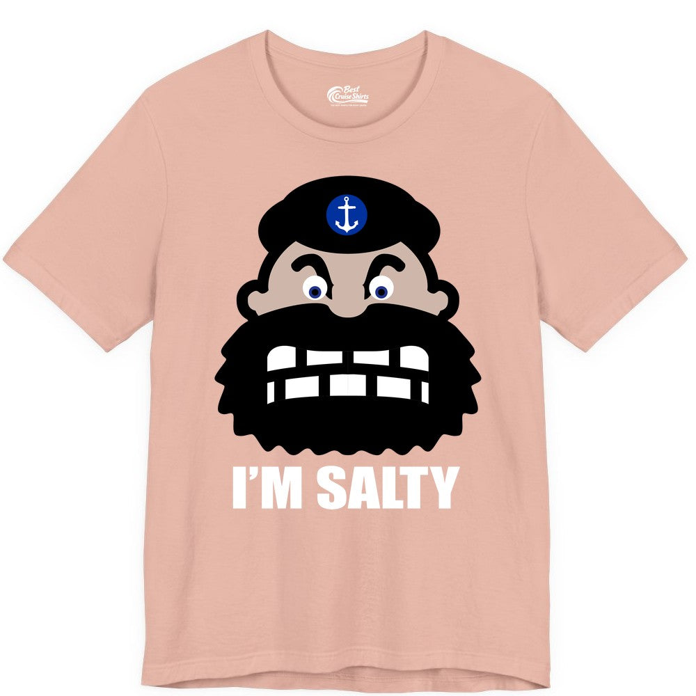 Im Salty Sailor Shirt - Nautical Humor Apparel - Funny Anchor Tee (Premium Tee) in Peach - Im Salty Sailor Cartoon Shirt - Funny Nautical Pun Anchor Tee