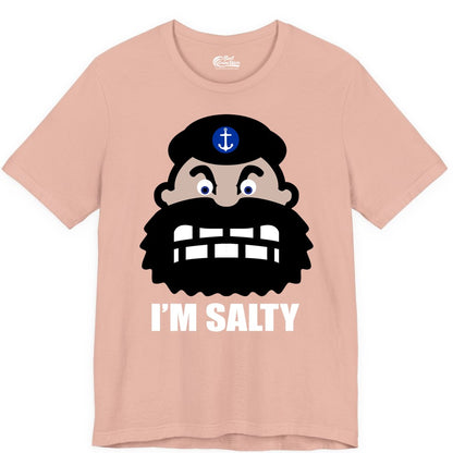 Im Salty Sailor Shirt - Nautical Humor Apparel - Funny Anchor Tee (Premium Tee) in Peach - Im Salty Sailor Cartoon Shirt - Funny Nautical Pun Anchor Tee